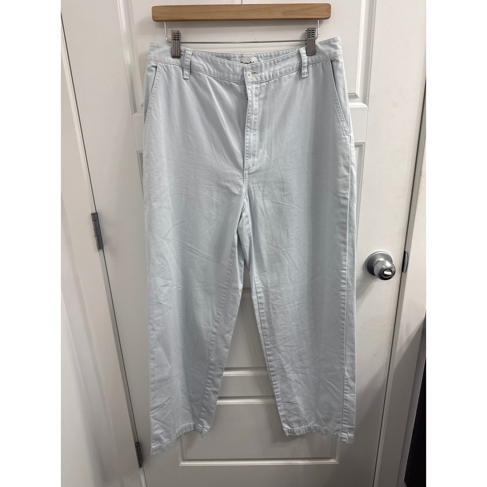 Sun-deh Women Light Blue Straight Leg Denim Pants Size 12 High Rise Cotton Twill